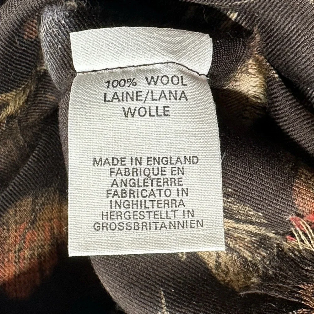 Paul Smith Wool Tube Scarf Brown Feather Print Made England Designer 14x52in